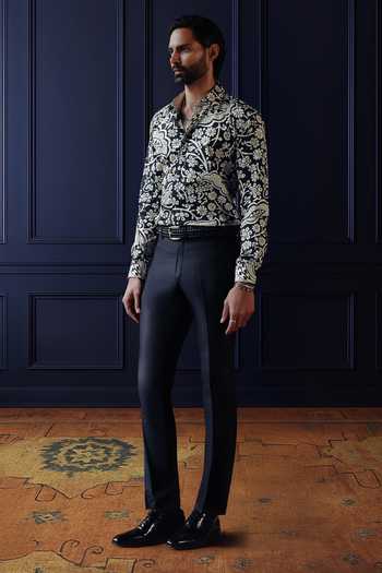 Raghavendra Rathore Jodhpur Floral Noir Print Shirt 