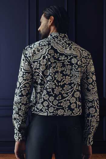 Raghavendra Rathore Jodhpur Floral Noir Print Shirt 