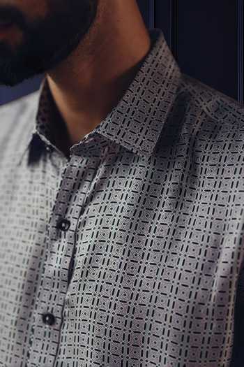 Raghavendra Rathore Jodhpur Black Silk, Twill Lilac Shadow Printed Shirt Online at Aza Fashions Raghavendra Rathore Jodhpur_Black Silk, Twill Lilac Shadow Printed Shirt _Online_at_Aza_Fashions