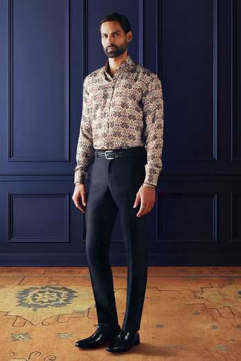 Buy Raghavendra Rathore Jodhpur Beige Silk, Twill Deco Statement Printed Shirt Online at Aza Fashions Buy_Raghavendra Rathore Jodhpur_Beige Silk, Twill Deco Statement Printed Shirt _Online_at_Aza_Fashions