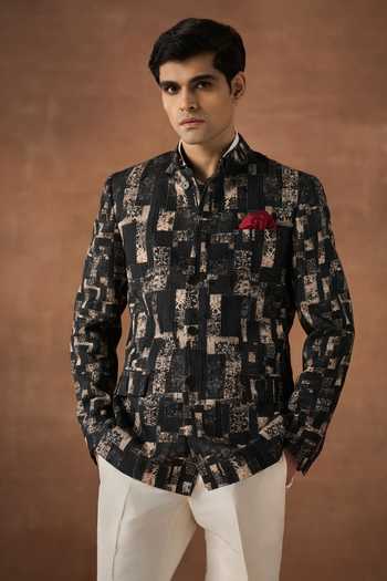 Raghavendra Rathore Jodhpur Timeworn Printed Bandhgala 