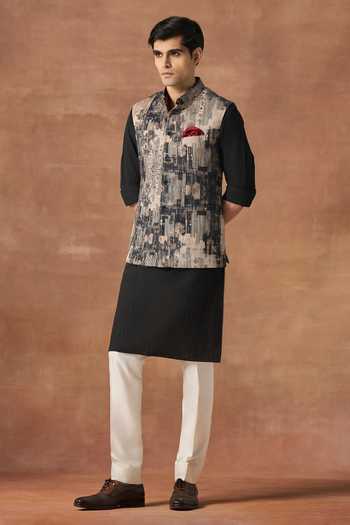 Raghavendra Rathore Jodhpur Architectural Trace Print Nehru Jacket 