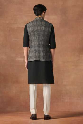 Raghavendra Rathore Jodhpur Layered Imprint Nehru Jacket 