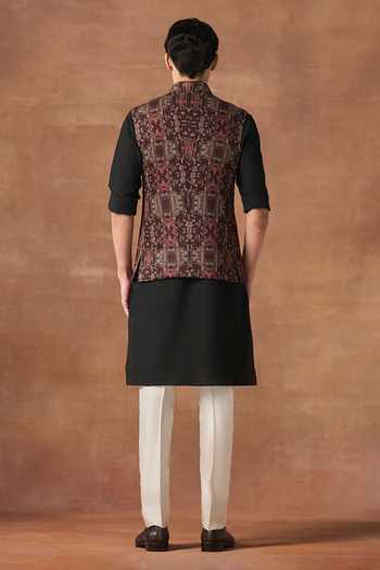 Raghavendra Rathore Jodhpur Grid Embroidered Nehru Jacket 