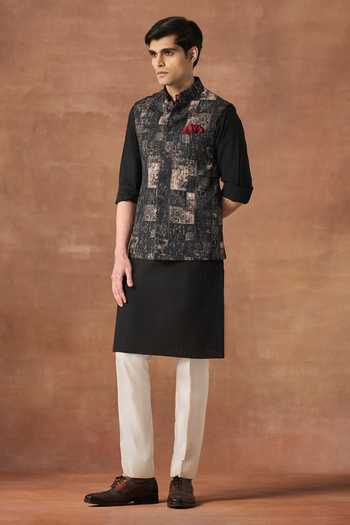 Raghavendra Rathore Jodhpur Carved Shadow Embroidered Nehru Jacket 