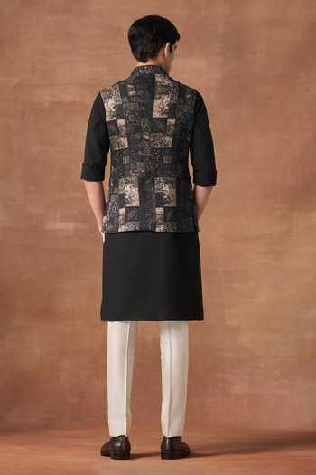 Raghavendra Rathore Jodhpur Carved Shadow Embroidered Nehru Jacket 