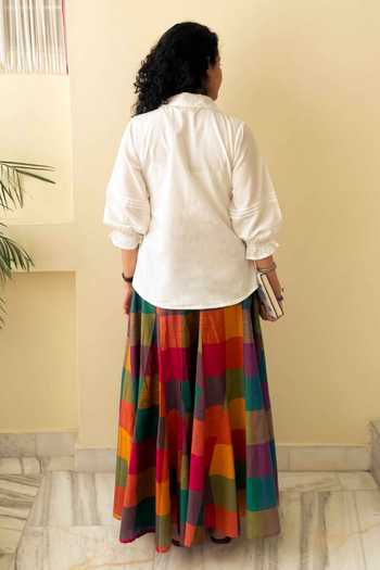 Gulaal Madras Panelled Shirt & Printed Skirt Set 