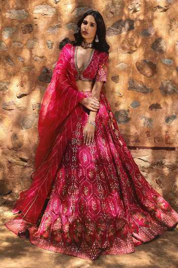 HOUSE OF TA-YA Hand Embroidered Lehenga Set 