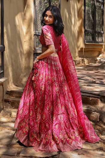 HOUSE OF TA-YA Hand Embroidered Lehenga Set 