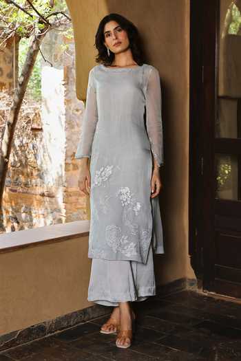 HOUSE OF TA-YA Embroidered Kurta & Pant Set 