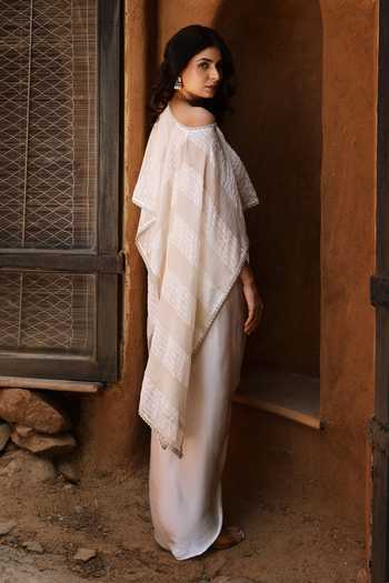 HOUSE OF TA-YA Sheer Organza Cape Skirt Set 