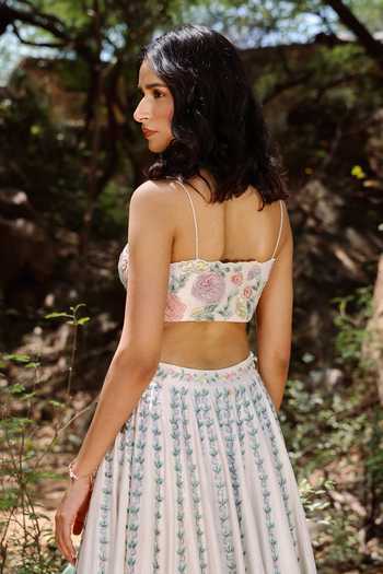HOUSE OF TA-YA Floral Embroidered Lehenga Set 