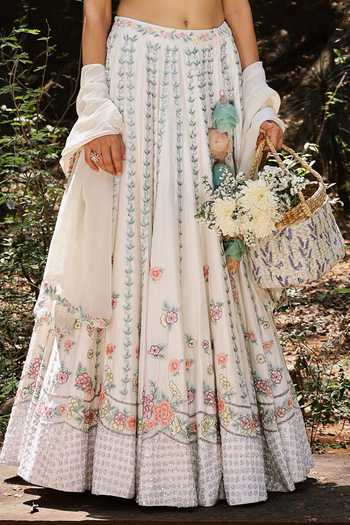 Buy HOUSE OF TA-YA Cream Silk, Viscose Sweetheart Neck Floral Embroidered Lehenga Set Online at Aza Fashions Buy_HOUSE OF TA-YA_Cream Silk, Viscose Sweetheart Neck Floral Embroidered Lehenga Set _Online_at_Aza_Fashions