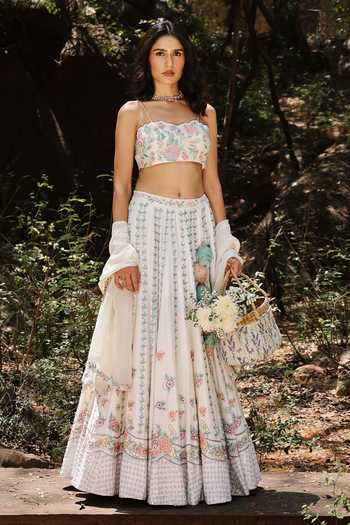 HOUSE OF TA-YA Floral Embroidered Lehenga Set 