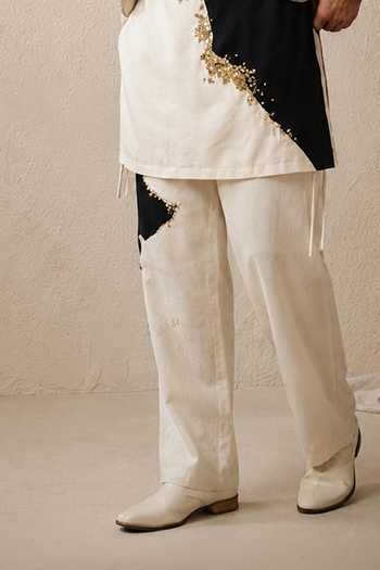 ROHIT DOSHI_Beige Embroidery Incordnito Sleeveless Bundi And Kurta Set _Online_at_Aza_Fashions