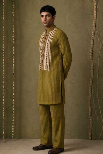 ROHIT DOSHI Corduroy Cousin Embroidered Kurta Set 