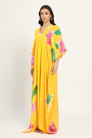 Ruhr India Bougainvillea Print Kaftan 