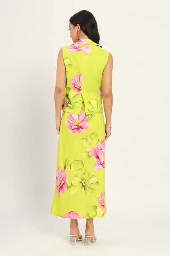 Ruhr India Tsubaki Printed Waistcoat & Skirt Set 