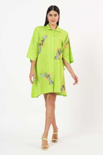 Ruhr India Giraffe Placement Embroidered Dress 