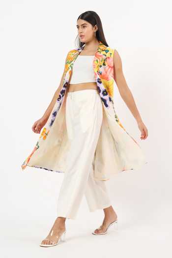 Ruhr India Multi Color Cotton Collared Neck Floral Print Blazer Dress Online at Aza Fashions Ruhr India_Multi Color Cotton Collared Neck Floral Print Blazer Dress _Online_at_Aza_Fashions