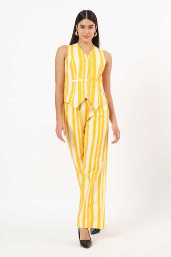 Ruhr India Stripe Print Waistcoat & Pant Set 