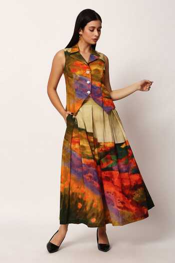 Ruhr India Chiyo Printed Jacket & Skirt Set 