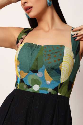 Ruhr India_Multi Color Cotton Square Neck Kosumosu Printed Dress _at_Aza_Fashions