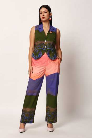 Ruhr India Sakuraa Print Waistcoat & Pant Set 