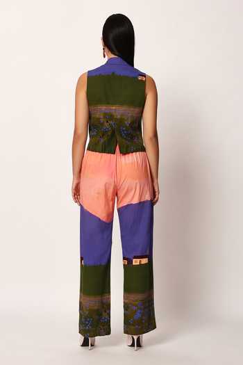Ruhr India Sakuraa Print Waistcoat & Pant Set 