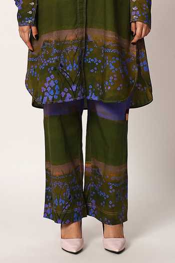 Ruhr India_Multi Color Cotton Collared Neck Sakuraa Print Kurta And Pant Set _Online_at_Aza_Fashions