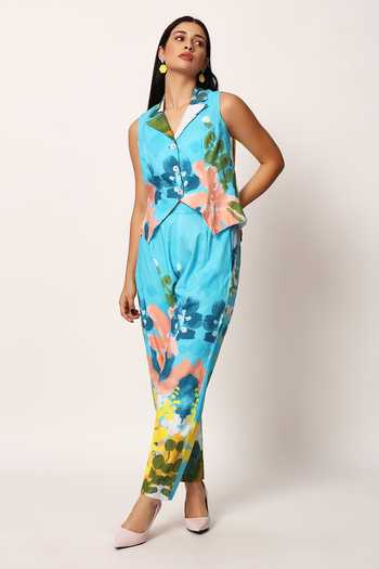 Ruhr India Kosumosu Print Waistcoat & Pant Set 