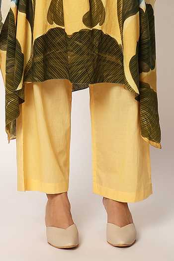 Ruhr India Yellow Cotton Round Neck Zwaan Print Kaftan And Pant Set at Aza Fashions Ruhr India_Yellow Cotton Round Neck Zwaan Print Kaftan And Pant Set _at_Aza_Fashions