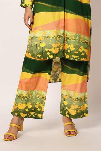 Buy Ruhr India Multi Color Cotton Round Neck, Yes Fuji Print Kurta And Pant Set Buy_Ruhr India_Multi Color Cotton Round Neck, Yes Fuji Print Kurta And Pant Set