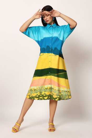Ruhr India Fuji Print Shirt Dress 
