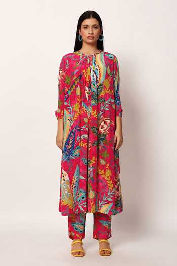 Ruhr India Multi Color Cotton Round Neck, Yes Sahar Paisley Print Kurta And Pant Set Online at Aza Fashions Ruhr India_Multi Color Cotton Round Neck, Yes Sahar Paisley Print Kurta And Pant Set _Online_at_Aza_Fashions