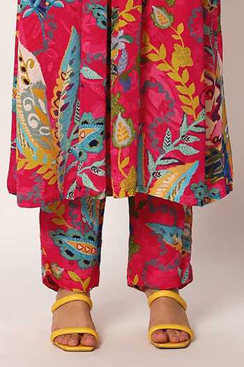 Shop Ruhr India Multi Color Cotton Round Neck, Yes Sahar Paisley Print Kurta And Pant Set Online at Aza Fashions Shop_Ruhr India_Multi Color Cotton Round Neck, Yes Sahar Paisley Print Kurta And Pant Set _Online_at_Aza_Fashions