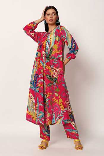 Buy Ruhr India Multi Color Cotton Round Neck, Yes Sahar Paisley Print Kurta And Pant Set Buy_Ruhr India_Multi Color Cotton Round Neck, Yes Sahar Paisley Print Kurta And Pant Set