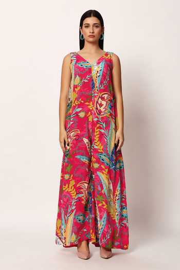 Shop Ruhr India Multi Color Sahar Paisley Print Jumpsuit Online at Aza Fashions Shop_Ruhr India_Multi Color Sahar Paisley Print Jumpsuit _Online_at_Aza_Fashions