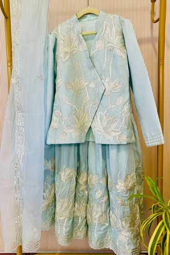 Rage Attire-Sweta Saria Bloom Gota Lace Jacket & Sharara Set 