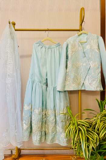 Rage Attire-Sweta Saria Bloom Gota Lace Jacket & Sharara Set 