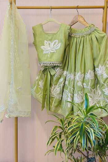 Rage Attire-Sweta Saria Bloom Gota Lace Work Lehenga Set 