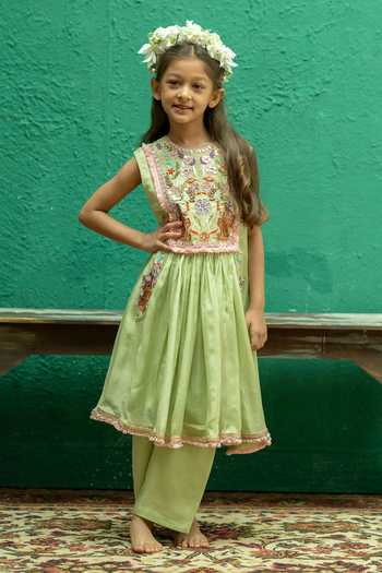 Rage Attire-Sweta Saria Elephant Patch Work Kurta & Pant Set 