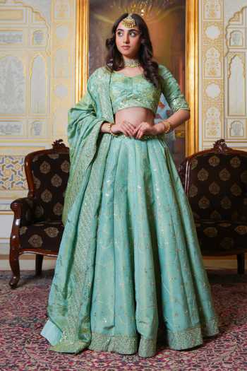 Pomcha Jaipur Mehfil Noor Gota Patti Embroidered Lehenga Set