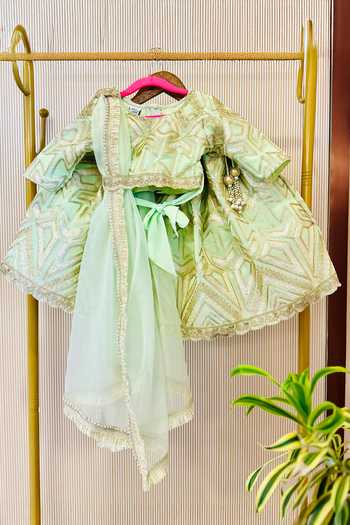 Rage Attire-Sweta Saria Geometric Gota Lace Lehenga Set 