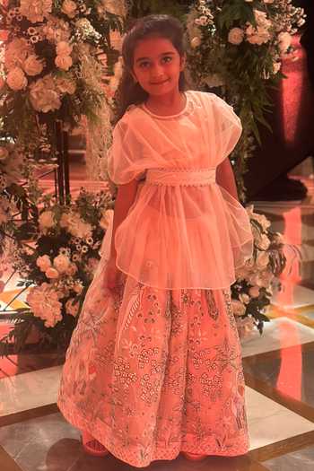 Buy_Rage Attire-Sweta Saria_Peach Organza, Satin Flamingo Floral Embroidered Lehenga Set _Online_at_Aza_Fashions