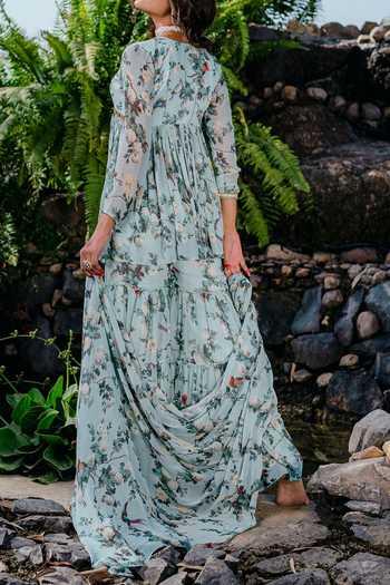 Redpine Designs Vintage Floral Print Kurta Set For Kids