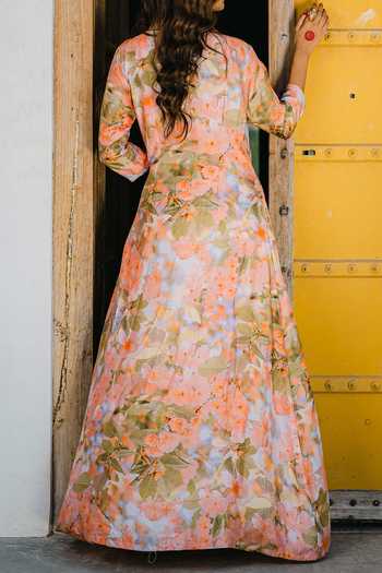 Redpine Designs Water Splash Floral Print Lehenga Set For Kids