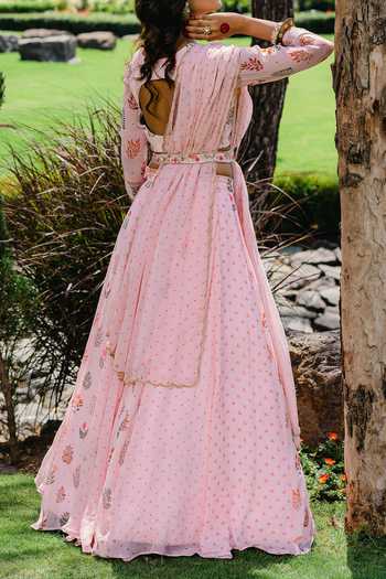 Redpine Designs Half & Half Floral Print Lehenga Set For Kids