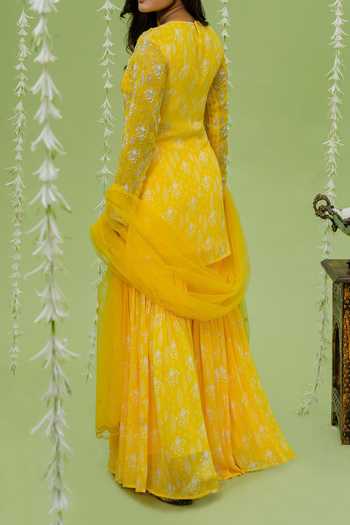 Redpine Designs Floral Print Kurta Sharara Set For Kids