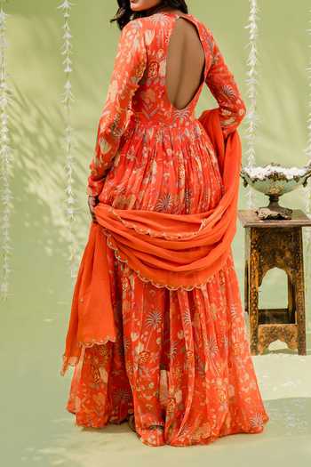 Redpine Designs Floral Hand Embroidered Anarkali Set For Kids